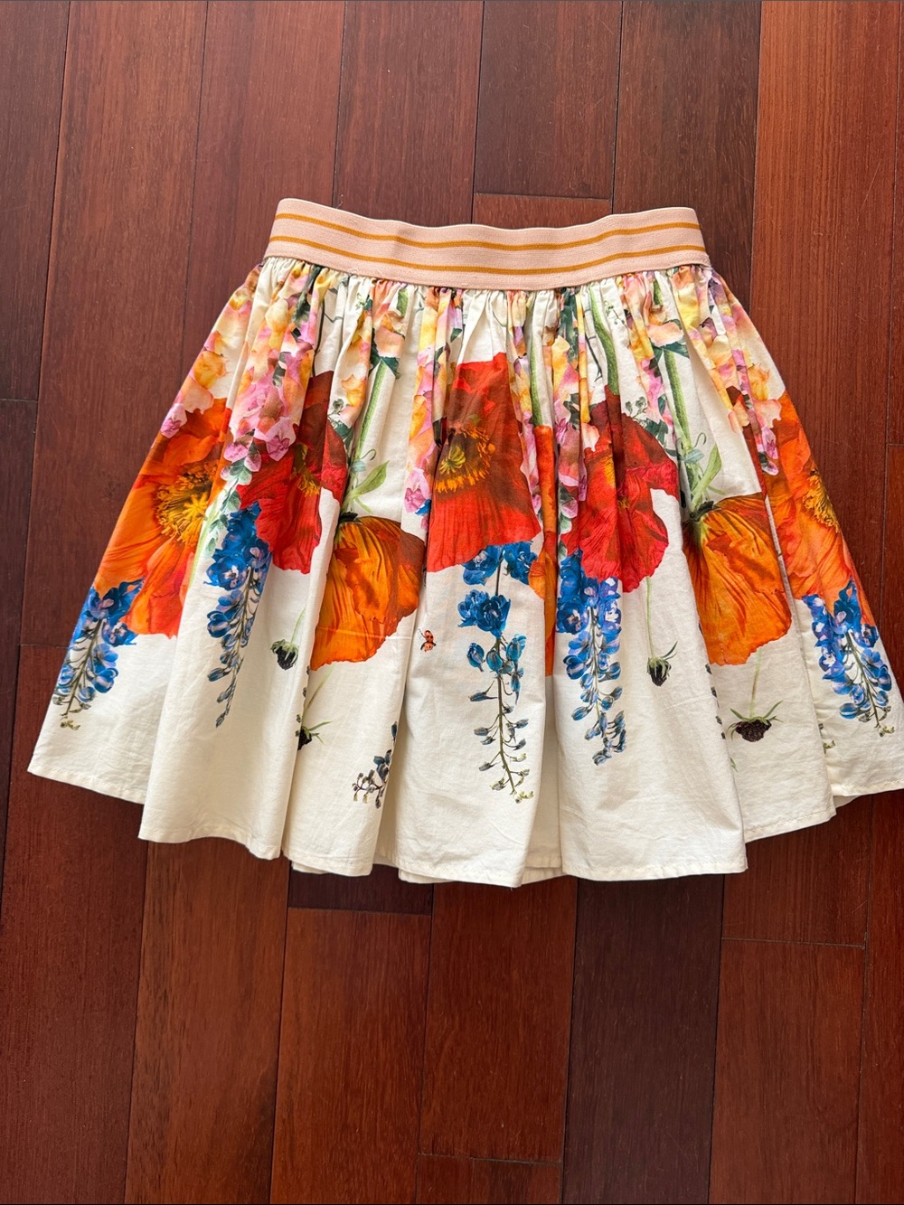 Molo Cream Skirt with Orange & Blue Floral Border
